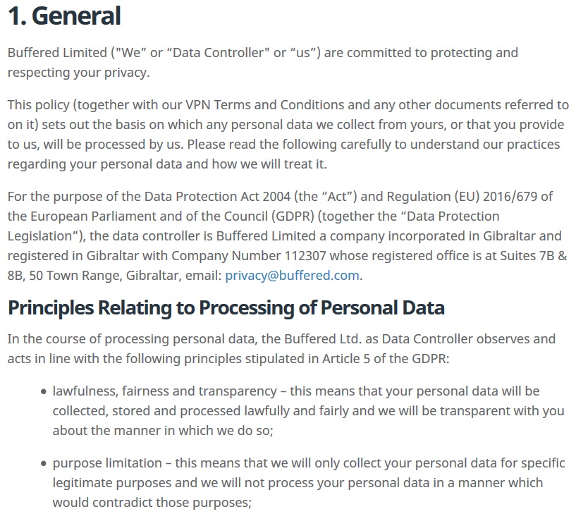 buffered vpn logging policy